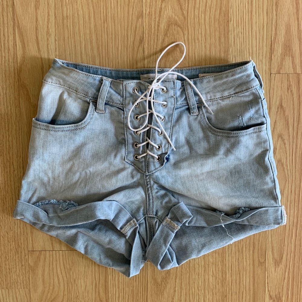 Pacsun High-Rise Super Stretch Lace Up Denim Short